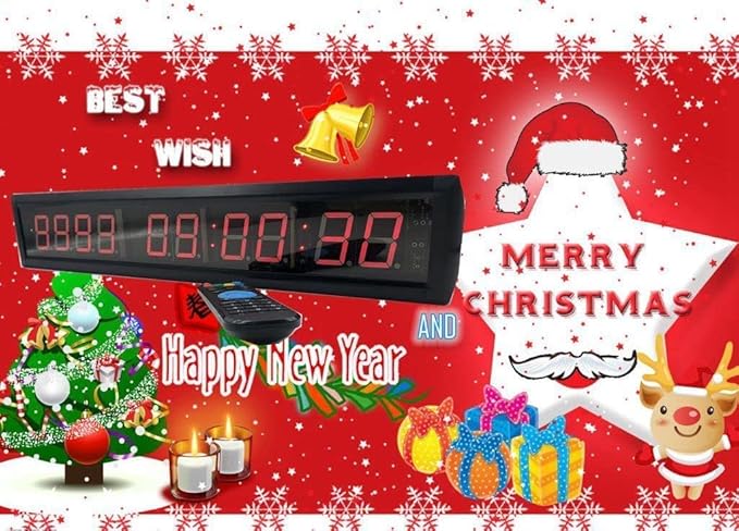 AZOOU 1.8-inch 10 Digits with Red Color LED Timer Countdown/up Wall Mounted Clock with Days Hours Mins Secs