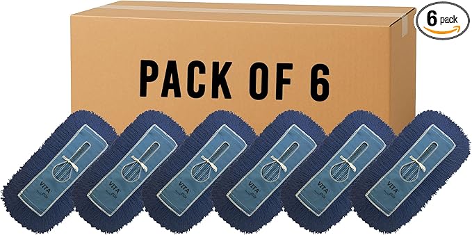 Heavy-Duty Industrial Closed-Loop Dust Mops - 6 Pack (Blue) - 18 Inch