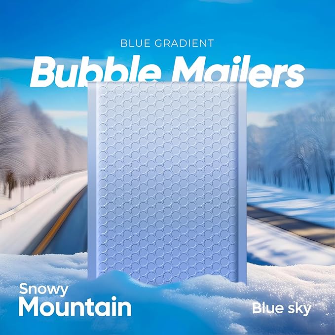 Fuxury Bubble Mailers 6x10" 100 Pack, Gradient Blue Padded Envelopes Usable Size 6x9" Self Seal Mailing Envelopes Bubble Padded Shipping Bags for Mailing,Packaging, Small Business
