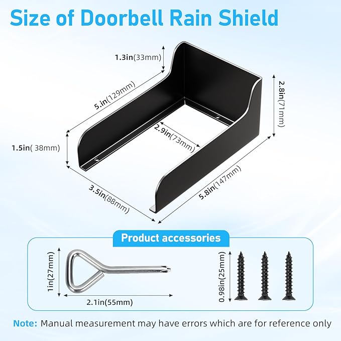 Ring Doorbell Cover,Doorbell Rain Cover,Waterproof Ring Doorbell Anti-Glare Cover，Ring Doorbell Rain Shield/Protector/Plate/Guard,Suitable for Access Control Keypad，Fingerprint Lock，Outdoor Keypad，etc