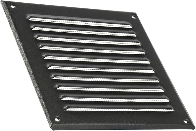 Vent Systems 6 x 6 Inch (Inner) Pack of 10 Black Vent Cover - Square Metal HVAC Return Air Grille with Mesh Screen - Register Wall Vent Grill - Outdoor, Indoor, Crawlspace - Exhaust Ventilation Grill