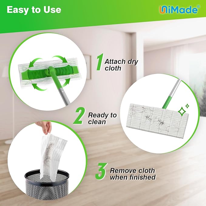 Dry Sweeping Cloths, 180 Count Mop Refill Compatible with Swiffer Sweeper - Disposable Duster Refills Mops for Cleaning Hardwood Floor Dust