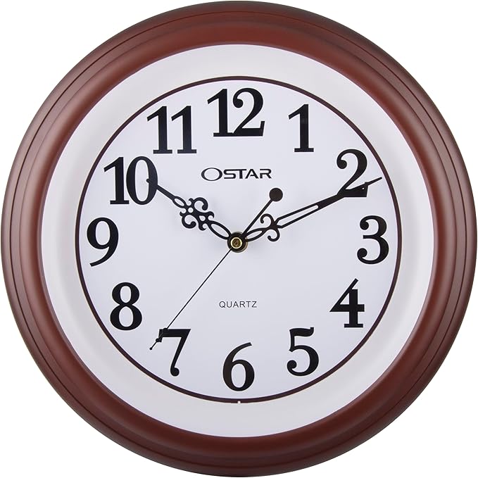 OSTAR Silent Rustic Wall Clock, Battery Operated, Vintage 12 Inch Round Clock, Living Room Bedroom Kitchen Wall Decor