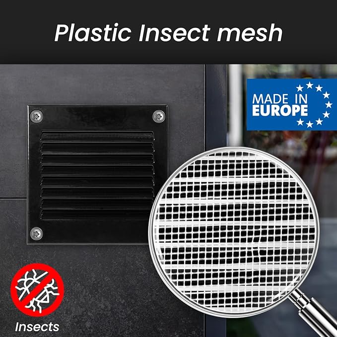 Repa Market 12x6 Inch Air Vent Cover/Black Galvanized Steel Louvered Grill Cover with Mesh Screen/Wall or Ceiling Vent/Durable Flush Mount HVAC Register for Indoor and Outdoor Ventilation