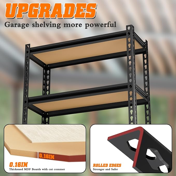 LEVELEVE 5-Tier Heavy Duty Storage Shelving Unit, 2020 lbs Capacity, Adjustable Metal Utility Shelf, 48" L x 18" W x 73" H for Garage, Kitchen, Pantry, Basement, Bathroom, Laundry,3 Pack