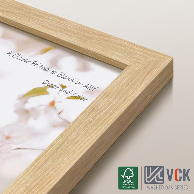 VCK 18x24 Oak Wood Frame for Poster & Picture, Natural Solid Wood Photo Frames 5 Pack, Wall Mounting Hanging
