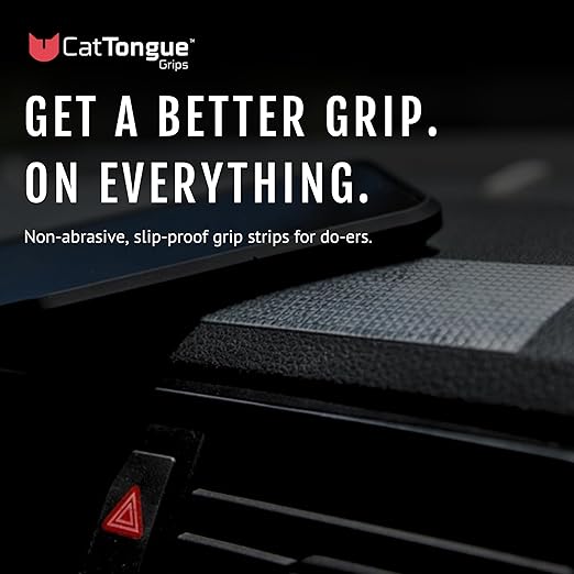 CATTONGUE GRIPS 2” Non-Abrasive Grip Tape Strips - Heavy-Duty, Waterproof Anti-Slip Tape for Furniture, Bathtubs, Frames, Gaming & More - Indoor & Outdoor Anti-Slip Solution (Black)