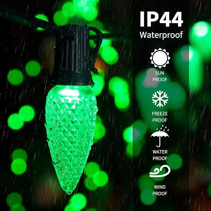 Brightown C9 Christmas String Lights, Multicolor Commercia Outdoor Christmas Lights with 150 Strawberry C9 LED Bulbs, Waterproof Extendable UL Certified for Party Holiday Indoor Outdoor Xmas Decor