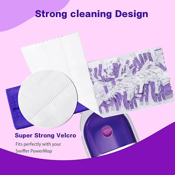 Disposable Mopping Pad Refills Compatible with PowerMop Multi-Surface Mop and PowerMop Wood Mop, Spray Clean Pads Replacement (Purple -25)