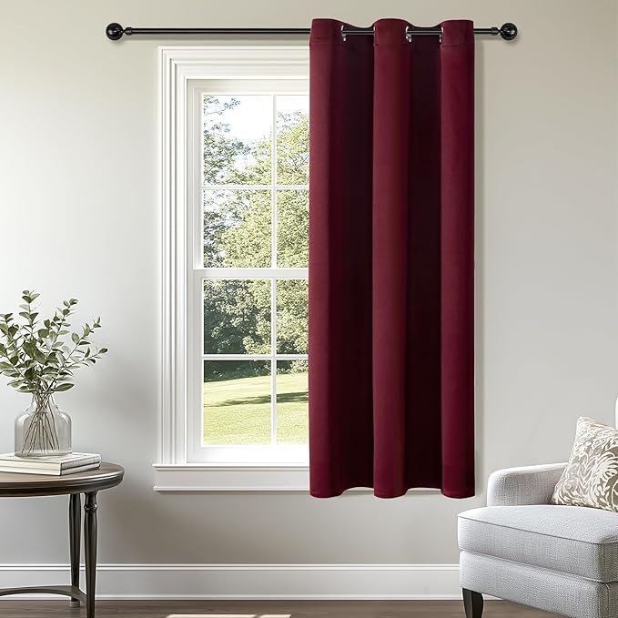 ChrisDowa Grommet Blackout Curtains for Bedroom - Thermal Insulated Room Darkening Curtains for Living Room (1 Panel Set, Burgundy Red,42W x 63L)
