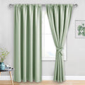 JIUZHEN Blackout Curtains for Bedroom - Thermal Insulated Room Darkening Noise Reducing, 52 x 84 Inch Length Curtains for Living Room, Set of 2 Panels with Tiebacks, Light Green