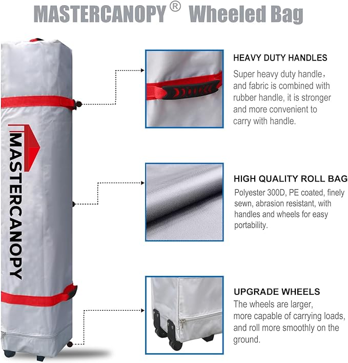 MASTERCANOPY Durable Pop-up Canopy Tent with Roller Bag (10x10, Red)