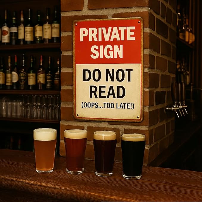 Private Sign Do Not Read Oops Too Lates Funny Tin Metal Sign 12x8 Inch - Retro Vintage Wall Art Decor for Home or Garage (Oops-late)