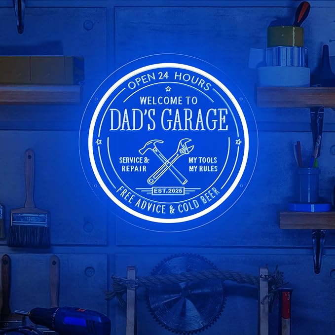 Custom Garage Neon Sign for Wall Decor, Personalized LED Neon Lights Tool Signs for Garage Workshop, Customized Garage Light Up Signs for Carport Repair Shop Carbarn Man Cave Business, Men Dad Gifts