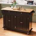 51.2'' Rolling Kitchen Island Cart with Drop Leaf Countertop, Kitchen Carts on Wheels with Storage, 2 Drawers, Towel Rack Island for Dining Room, Black