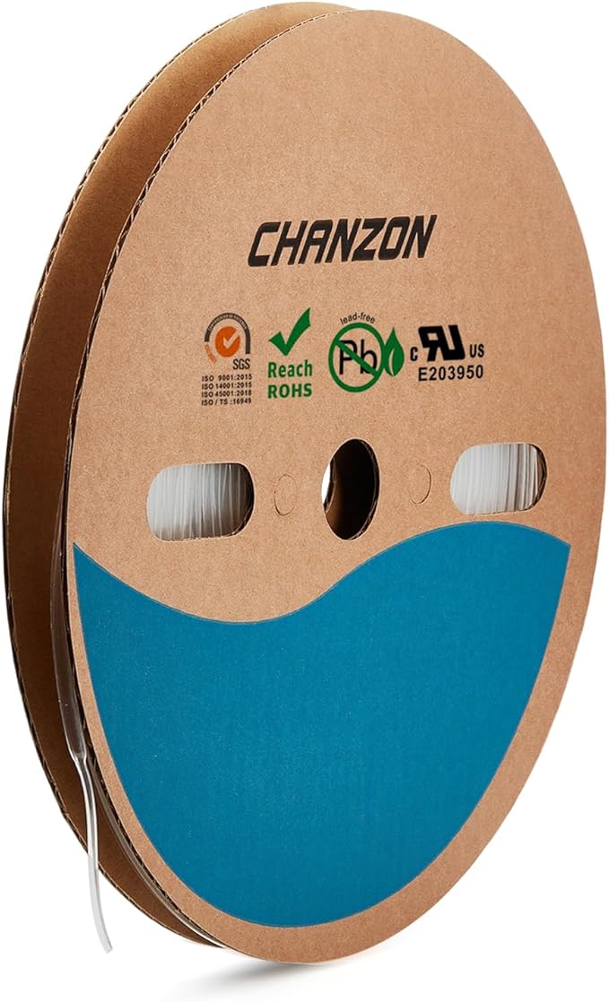 Chanzon 2:1 Ratio - 80Ft Roll - 3/32" (2.5mm) Heat Shrink Tubing 2:1(25M Total Length) Clear/Transparent Polyolefin Sleeving Wrap Shrinking 2 to 1 1pcs