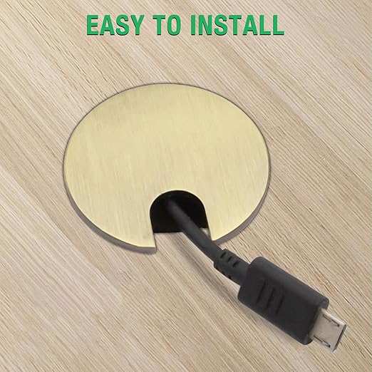 2 Pcs Desk Grommet 1-3/8" / 35 mm, Desk Cord Hole Cover, Cable Grommet Metal Zinc Alloy Materilal, Desk Hole Grommet for Home & Office Pc, Detachable Cable Cord Organizer-Matte Silver
