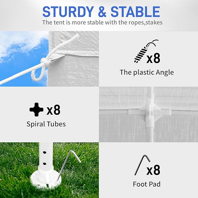 10x30 FT Party Tent, Outdoor Wedding Tents for Parties, Canopy Event Tent with 7 Removable Sidewalls, Waterproof Gazebo Shelter for Birthday Parties, Weddings, BBQs & Events (10X30FT-7Sides White)