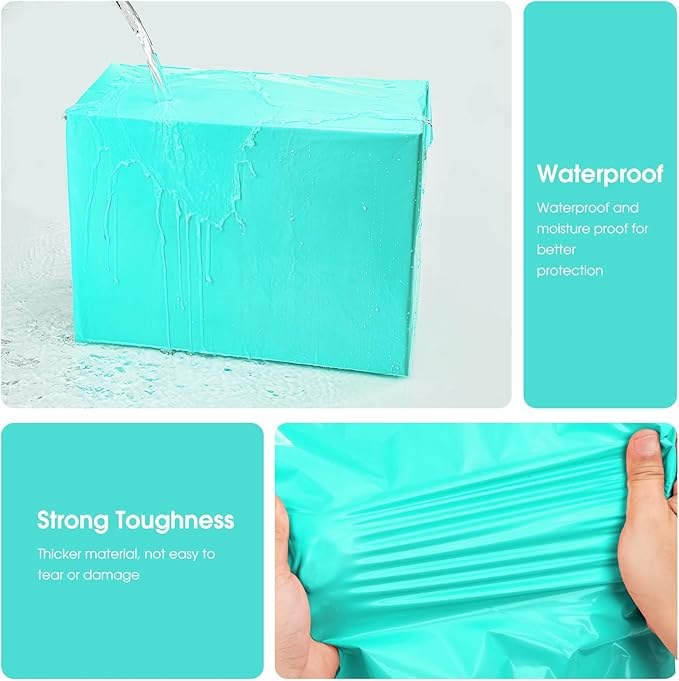 Metronic 500PC Poly Mailers 14.5x19, Sturdy Shipping Bags for Small Business, Waterproof Mailers Poly Bags, Strong Adhesive Shipping Envelopes for Clothing, Efficient Mailing Envelopes in Teal