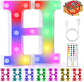 mooncow Rechargeable Light Up Letters,Colorful Marquee Letters with Remote,Gift Wrap Gifts,Bedroom Home Bar Party Decor (H)