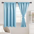 JIUZHEN Blackout Curtains for Bedroom - Thermal Insulated Noise Reducing Privacy Short Curtain for Living Room, Set of 2 Panels with Tiebacks, 42 x 45 inches Long,Light Blue