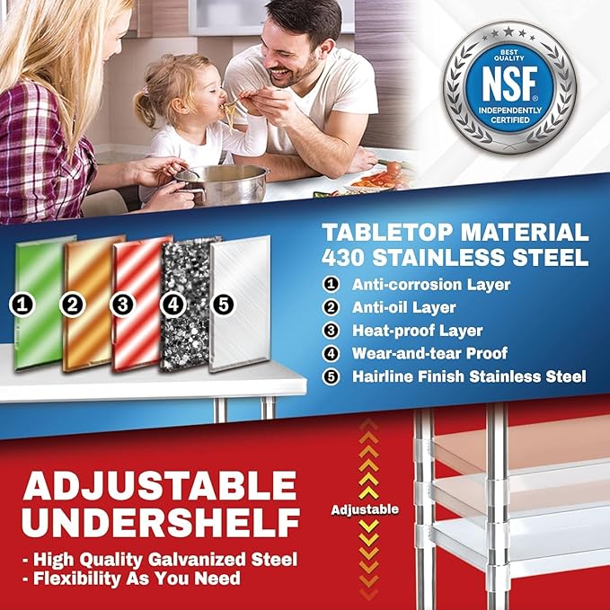 DuraSteel 30x72 NSF Stainless Steel Cart Work Table - Heavy Duty Rolling Food Prep Table Countertop Island - Metal Utility Cart on Wheels Caster, Grill Stand Storage Outdoor Kitchen Tables Bar Top
