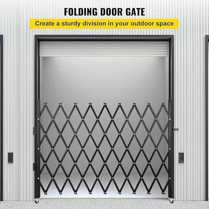 VEVOR Single Folding Security Gate Folding Door Gate 75" W x 51.57" H Scissor Gate