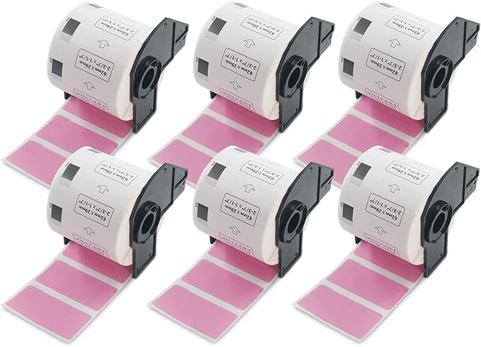 BETCKEY - Small Address/Barcode Labels Replacement for Brother DK-1209 (2.4 in x 1.1 in), Compatible with Brother QL Label Printers [6 Rolls/4800 Labels, Pink]