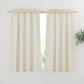 NICETOWN Kitchen Window Curtains 45 inch Long, Linen Texture Rod Pocket Rustic Privacy Drapes Semi Sheer with Light Filtering for Basement/Bathroom, Off White, W55 x L45, 2 Panels