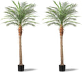 Artificial Phoenix Palm Tree 8ft Tall 2 Set – Fake Large Tropical Tree with 18 Adjustable Leaves, Outdoor Indoor Faux Sago Palm Plant for Living Room Patio Poolside Yard Decor (2, 8ft)