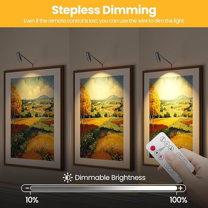 Zoomable Picture Light Spotlight,Plug in LED Picture Lights for Wall 3000K Warm Photo Frame Light with Remote Control Art Lighting for Paintings Black Mini Accent Spotlights for Gallery