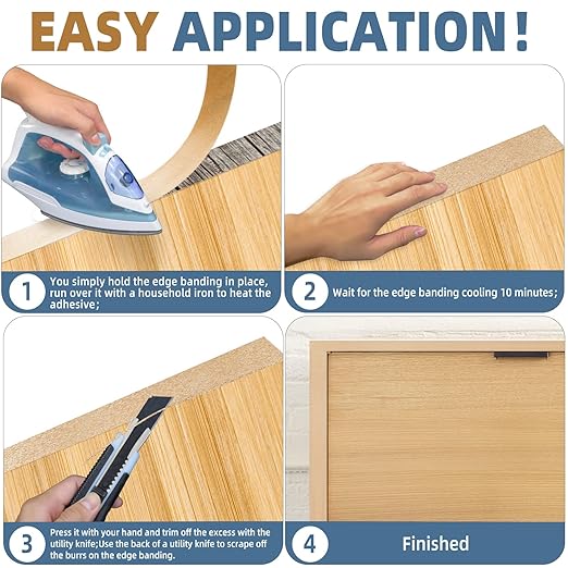 Maple Edge Banding, 5/8 inch x 50ft roll of Veneer Edge Banding, Pre-glued Flexible Real Wood Tape Banding for Cabinet Repair Furniture Restoration