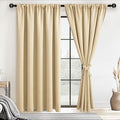 JIUZHEN Blackout Curtains for Bedroom - 60 Inch Extra Wide Thermal Insulated Room Darkening Privacy Soundproof Curtains for Living Room/Dorm Room, Set of 2 Panels, 60 x 72 inches,Light Beige