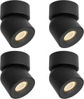 Aisilan 4 Packs LED Dimmable Adjustable Ceiling Spotlight 7W 3000K Aluminum Wired Spotlight Fixtures CRI 97 Surface Mounted Indoor Spot Light for Living Room Hallway Picture Corridor (Black)