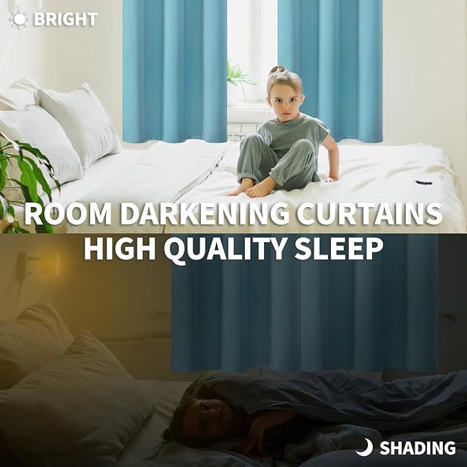 BGment Blackout Curtains - Grommet Thermal Insulated Room Darkening Bedroom and Living Room Curtains, Set of 2 Panels (38 x 54 Inch, Aqua)