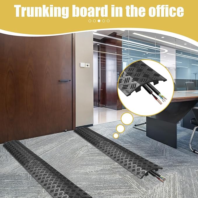 Cable Protector Ramp - Extension Cable Floor Protector, Outdoor Driveway Sidewalk, High Visibility Safety Strip, Wire Line Concealment System, Safety Equipment, Road Traffic Use