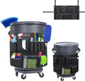 Trash Can Caddy Bags Fit 32-55 Gallon Garbage Bin, Garbage Bin Caddy Bag with 13 Pockets Compatible with Brute & Uline, Commercial Cleaning Supplies Organizer Bag & Janitorial Duties(1PCS)