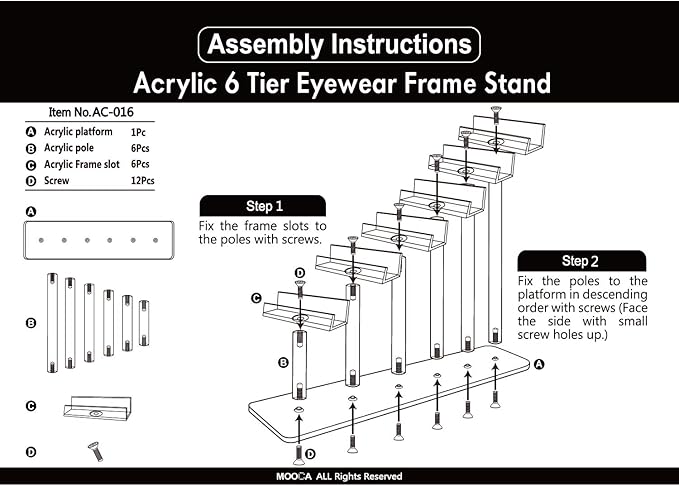 MOOCA 3 Pcs Set, Premium Acrylic Eyeglass Holder Stand, Sunglasses Orgaznizer, Sunglass Holder, Eyeglass Display, Eyewear Rack, Glass Display, 8 in H