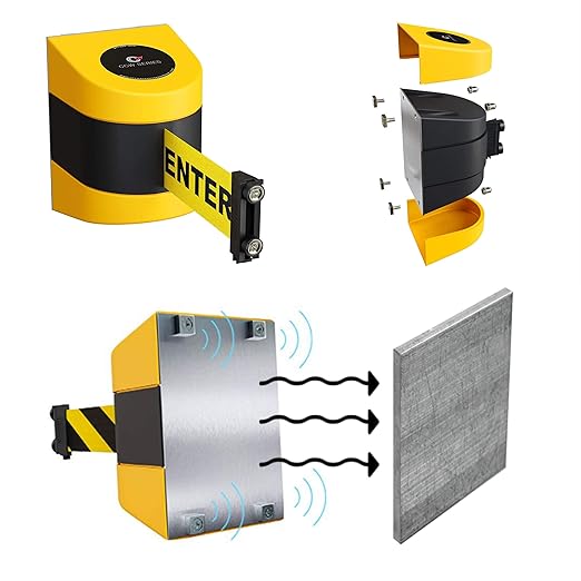 CCW Series WMB-230 Magnetic Wall Mount Retractable Belt Barrier (30 Foot Belt, Yellow with"Caution - DO NOT Enter" Black Letters Belt with Yellow ABS Case)