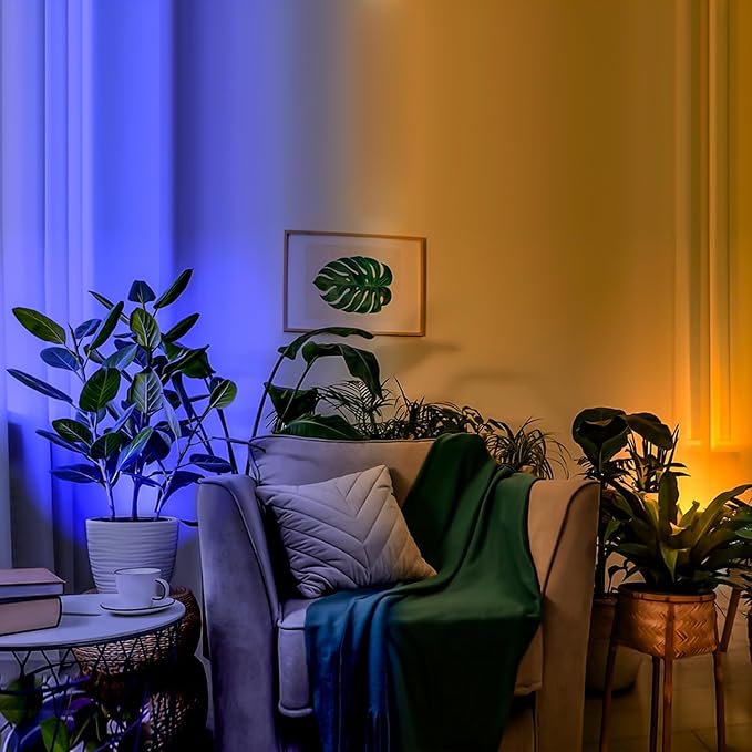 RGBW 6W Color Changing Spot Lights with Remote, 16-Color Uplighting Indoor, 120V Plug-in & 6FT Cord, Includes Floor Foot Switch & Base (2-Pack)