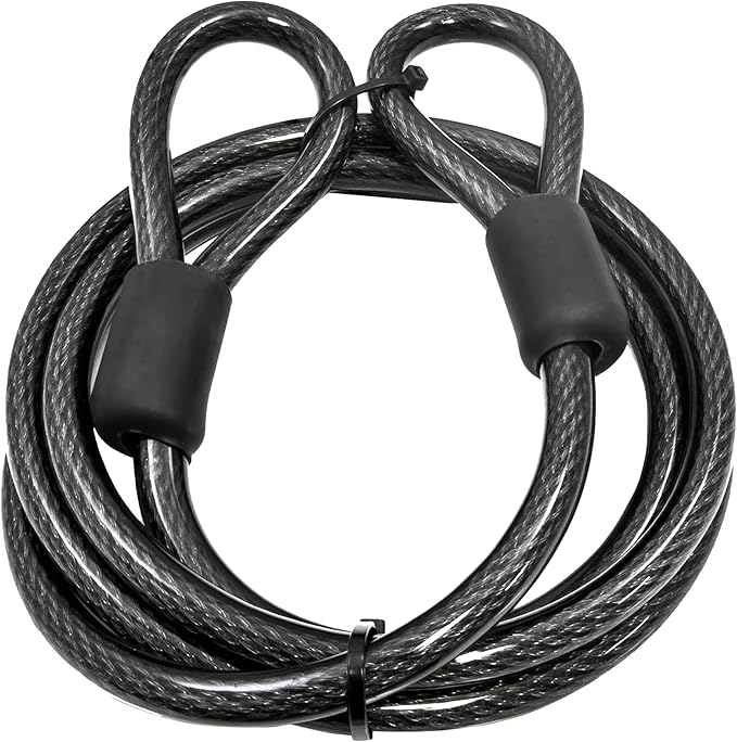 Lumintrail 12mm (1/2 inch) Heavy-Duty Security Cable, Vinyl Coated Braided Steel with Sealed Looped Ends (4', 7', 10', 15' or 30') (15-FT)