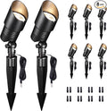 Outdoor Landscape Spotlights - 2700K/3000K/3500K/4000K/5000K Switchable White, LED Low Voltage Spot Lights Hard-Wired, IP65 Waterproof Uplighting, Black Aluminum for Backyard Fence 8 Pack