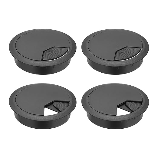 PATIKIL 3 Inch Desk Grommet, 4Pcs Cable Grommet Wire Management Cable Hole Cover Cord Organizer for Office Home Table Countertop, Black