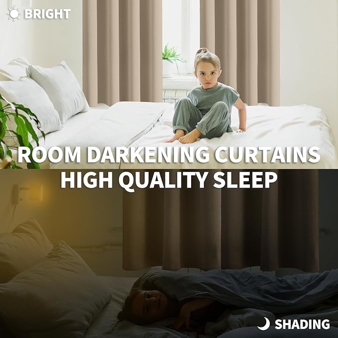 BGment Blackout Curtains - Grommet Thermal Insulated Room Darkening Bedroom and Living Room Curtains, Set of 2 Panels (42 x 72 Inch, Sand)