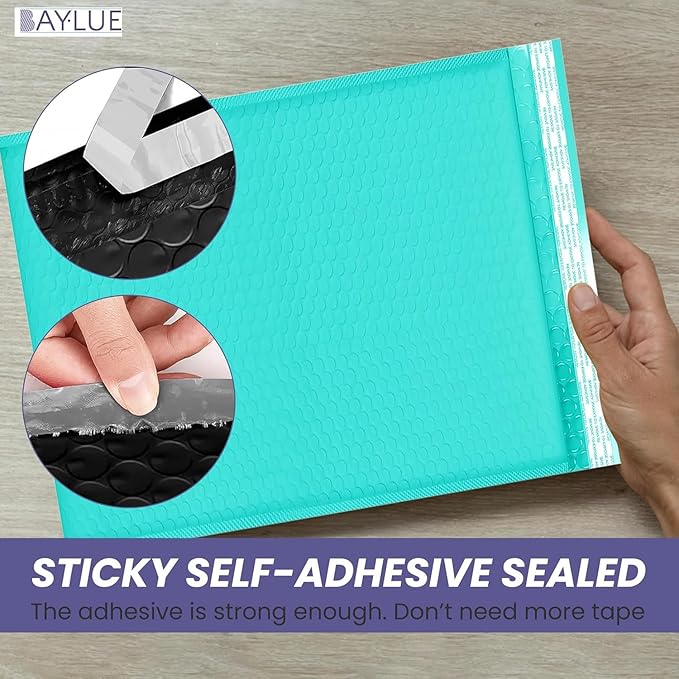 Teal Large Poly Bubble Mailers 12x15 inch | Self Seal Padded Envelopes Cushioned Bubble Mailer | Usable Size 12x15 | WaterProof | Lightweight mailing Shipping Bags | 100 Pack Bulk