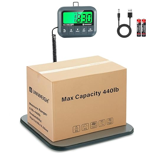 Digital Postal Scale 440lb,High Accuracy 0.35oz Shipping Scale for Packages with Hold/Tare/Count,Commercial Package Scale for Small Business,Postage Scales for Shipping Packages/Luggage,Grey