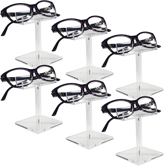 MOOCA 6 Pcs Acrylic Sunglasses Frame Stand, Sunglasses Rack Display, Eyewear Display Stand, Eyeglass Holder, 2 3/4 W X4 H in
