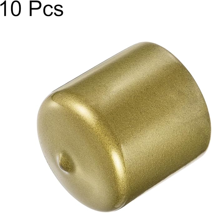 uxcell 10pcs Rubber End Caps 41mm ID Vinyl Round End Cap Cover Screw Thread Protectors Gold