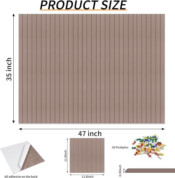 Large Felt Bulletin Board 35x47 Inch, 12pcs Peel and Stick Felt Wall Tiles Modern Push Pin Board for Wall Organization