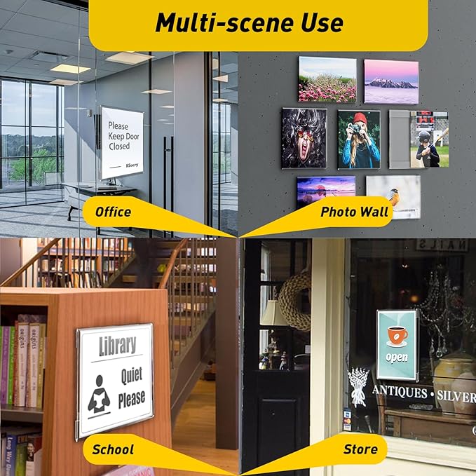 KSacry 30 Pcs Acrylic Sign Holder 8.5 x 11, Vertical Wall Mount Sign Holders with 3M Adhesive, Clear Plastic Frames Paper Display Sign Holders for Office, Home, Store, Restaurant - No Drilling